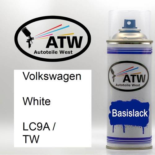 Volkswagen, White, LC9A / TW: 400ml Sprühdose, von ATW Autoteile West.